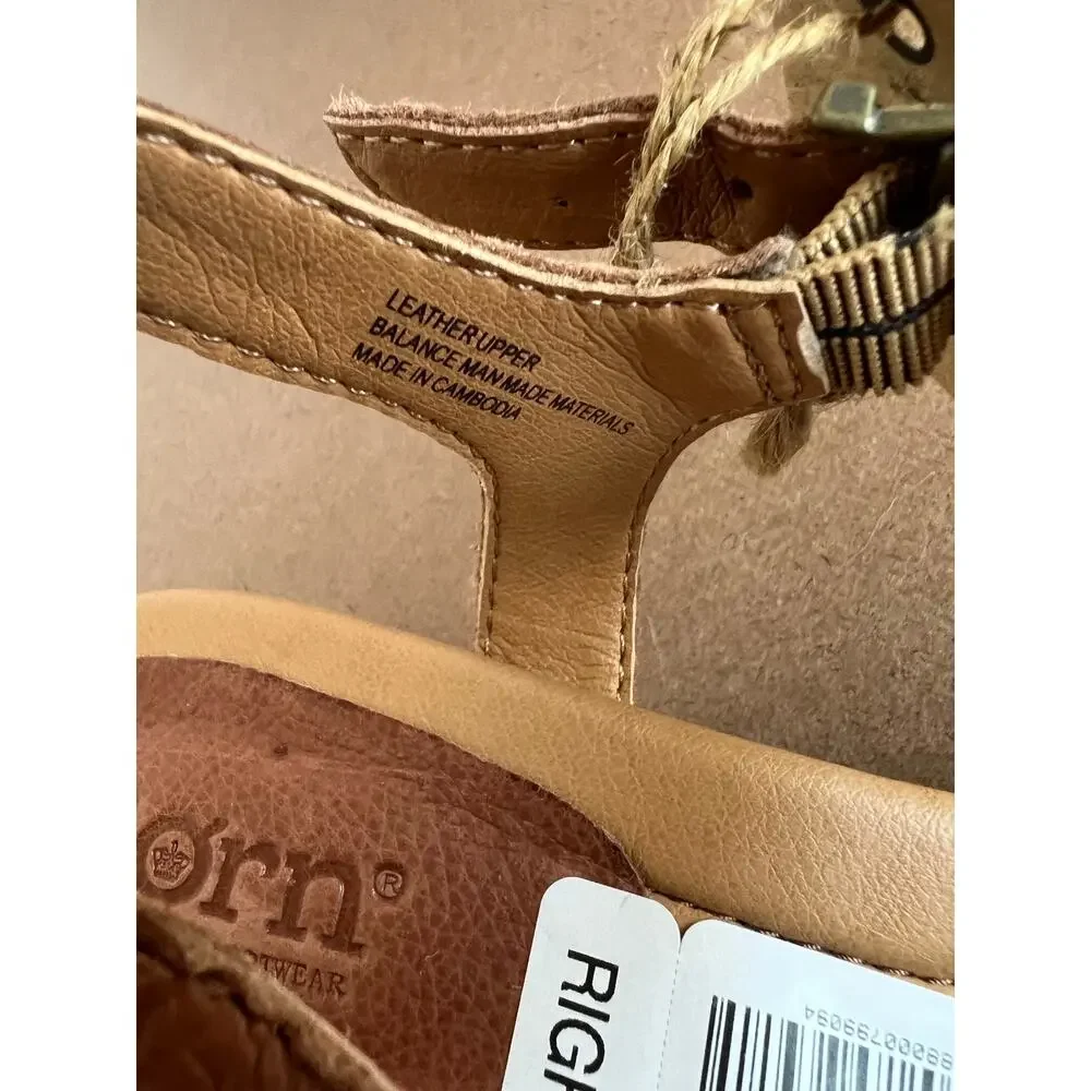 NWT BORN Shonie Brown Soft Leather Block Heel Buckle Ankle Comfort Sandals Sz 10 - Picture 9 of 14